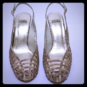 Stuart Weitzman snake skin sling backs